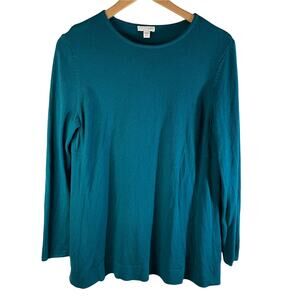 J. Jill Women's Long Sleeve Crew Neck Thin Sweater Turquoise Size Petite Small